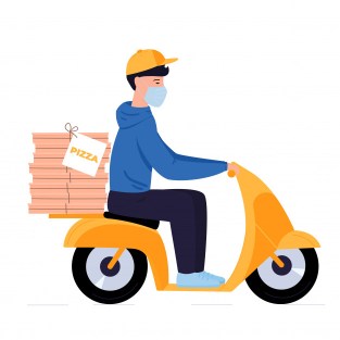 Repartidor con mascarilla